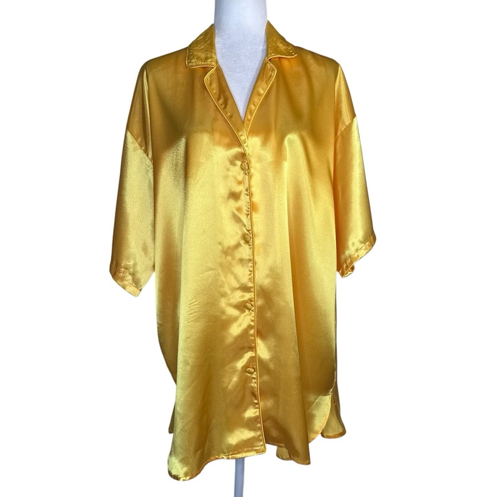 Vintage 90s Gold Label Victorias Secret Night Shirt Dress M/L‎ Satin Oversized
